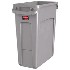 Rubbermaid Commercial 15.875 Gallon Rectangular Plastic Slim Jim Waste Container with handles - Light Gray