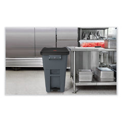 Rubbermaid Commercial 50 Gallon Brute Step-On Rollouts - Metal/Plastic, Gray