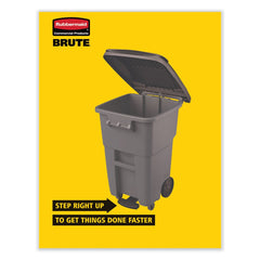 Rubbermaid Commercial 50 Gallon Brute Step-On Rollouts - Metal/Plastic, Gray
