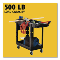 Rubbermaid Commercial Heavy Duty 17.8 in. x 46.2 in. x 36 in. Adaptable Utility Cart - Small, Black