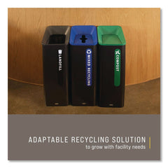 Rubbermaid Commercial Sustain 23 gal Metal/Plastic Decorative Refuse with Recycling Lid - Black/Blue