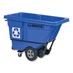 Rubbermaid Commercial BRUTE 1,250 lb Capacity 1 cu. Yd. Plastic/Steel Frame Rotomolded Recycling Tilt Truck - Blue