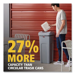 Rubbermaid Commercial Universal Square Trash Can with Swing Lid 23 gal Plastic Gray