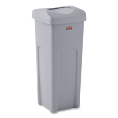 Rubbermaid Commercial Universal Square Trash Can with Swing Lid 23 gal Plastic Gray