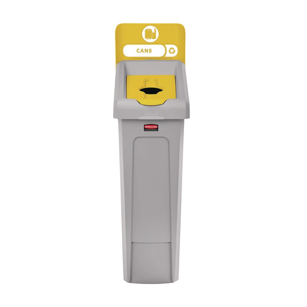 Rubbermaid Commercial Slim Jim Recycling Station Kit 1-Stream Bottles and Cans 23 gal Plastic Yellow/Gray