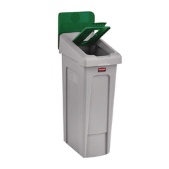 Rubbermaid Commercial Slim Jim Recycling Station Kit 1-Stream Paper 23 gal Plastic Green/Gray
