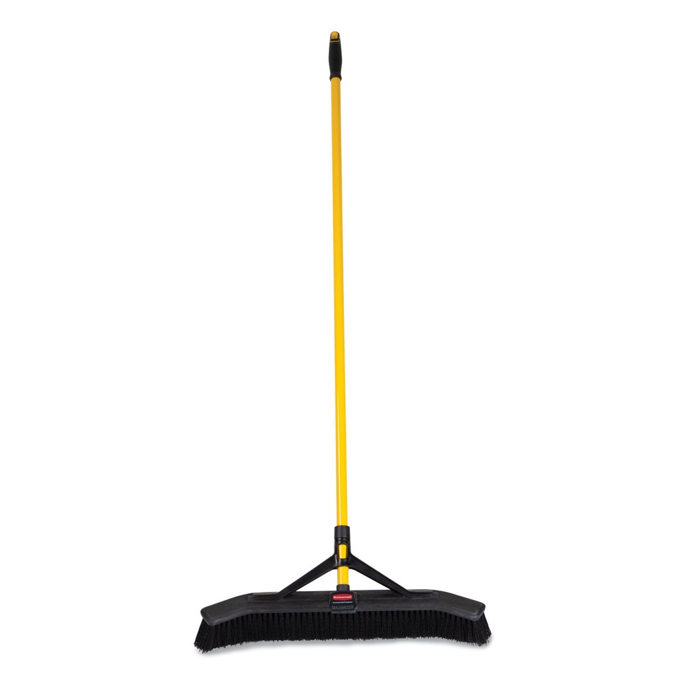 Rubbermaid Commercial Maximizer 24 in. Polypropylene Bristles Push-to-Center Broom - Yellow/Black