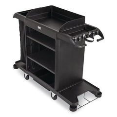 Rubbermaid Commercial 24.4 in. x 62.4 in. x 49 in. Full-Size 3-Shelf Housekeeping Cart - Black