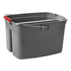 Rubbermaid Commercial 18 in. x 14.5 in. x 10 in. 19 qt. Plastic Double Utility Pail - Gray