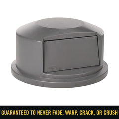 Rubbermaid Commercial 24.81 in. Diameter x 12.63 in. Round BRUTE Dome Top Receptacle Push Door for 44 Gallon Containers - Gray