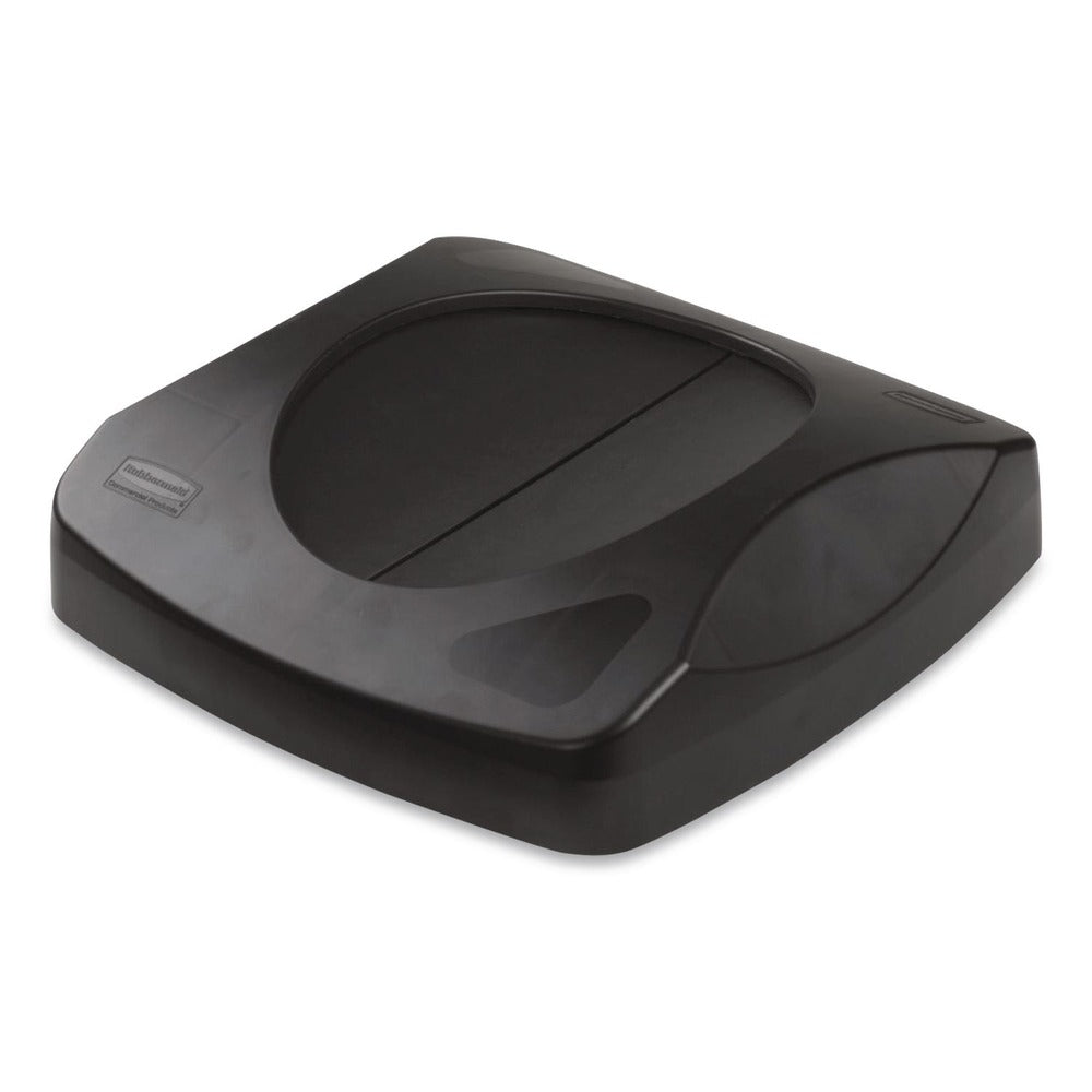 Rubbermaid Commercial Untouchable 16 in. Square Swing Top Lid - Black