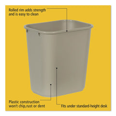 Rubbermaid Commercial FG295600BEIG 7-Gallon Rectangular Deskside Wastebasket - Beige