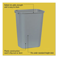 Rubbermaid Commercial 10.25-Gallon Rectangular Deskside Wastebasket - Gray