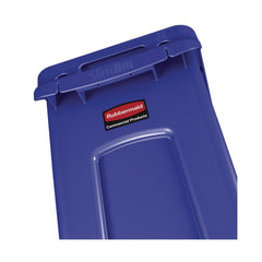 Rubbermaid Commercial 23 Gallon Slim Jim Recycling Plastic Container with Venting Channels - Blue