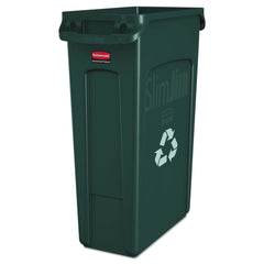 Rubbermaid Commercial 23 Gallon Slim Jim Recycling Container with Venting Channels - Green