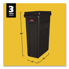 Rubbermaid Commercial 23 Gallon Rectangular Plastic Slim Jim Receptacle W/venting Channels - Black