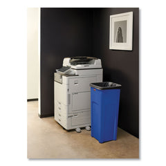 Rubbermaid Commercial 23 Gallon Plastic Recycled Untouchable Square Recycling Container - Blue