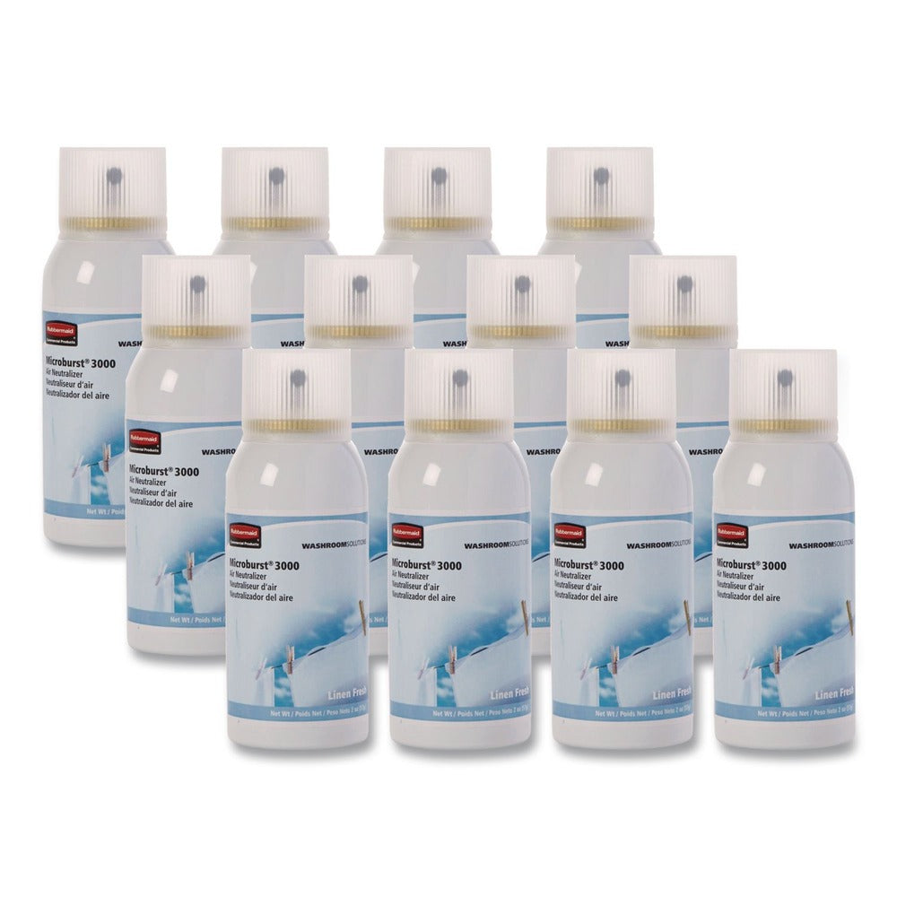Rubbermaid Commercial FG4012551 2 oz. Aerosol Spray Microburst 3000 Refill - Linen Fresh (12/Carton)