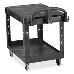 Rubbermaid Commercial 19.19 in. x 37.88 in. x 33.33 in. 500 lb. Capacity Plastic Flat Shelf Utility Cart - Black