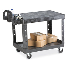 Rubbermaid Commercial 19.19 in. x 37.88 in. x 33.33 in. 500 lb. Capacity Plastic Flat Shelf Utility Cart - Black