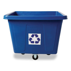 Rubbermaid Commercial 500 lbs. Capacity 120 Gallon Polyethylene Recycling Cube Truck - Blue