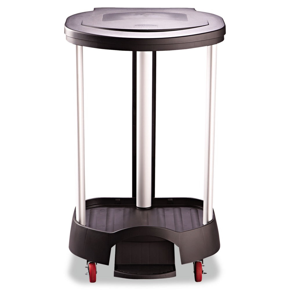 Rubbermaid Commercial 20.38 in. x 22.25 in. x 37.88 in. 30 Gallon Aluminum/Plastic Premium Step-On Linen Hamper - Black