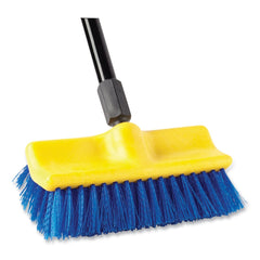 Rubbermaid Commercial FG633700BLUE 10 in. Brush 10 in. Plastic Block Threaded Hole Bi-Level Deck Scrub Brush - Blue Polypropylene Bristles