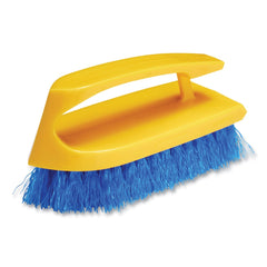 Rubbermaid Commercial FG648200COBLT 6 in. Iron-Shaped Scrub Brush - Yellow/Blue