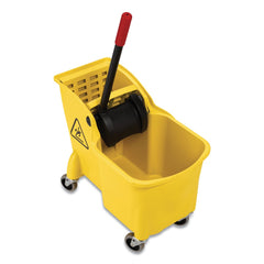 Rubbermaid Commercial FG738000YEL Tandem 31 Quart Reverse Mop Bucket/Wringer Combo - Yellow