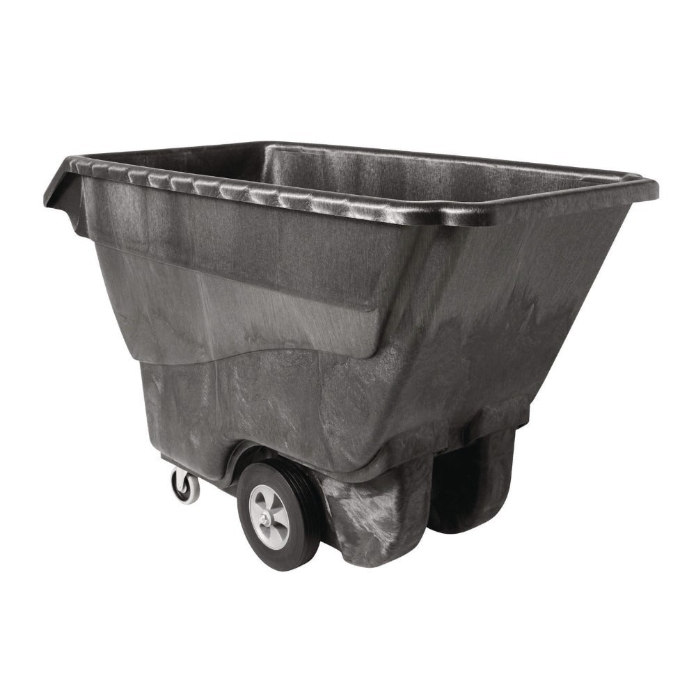 Rubbermaid Commercial 1250 lbs. Capacity Rectangular Structural Foam Tilt Truck - Black