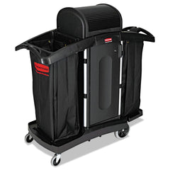 Rubbermaid Commercial High-Security 2-Shelf Housekeeping Cart - Black/Silver