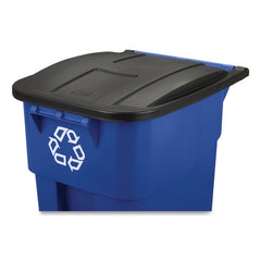 Rubbermaid Commercial Brute 50-Gallon Square Recycling Rollout Container - Blue