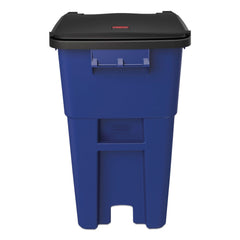 Rubbermaid Commercial Brute 50 Gallon Square Plastic Rollout Container - Blue