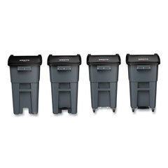 Rubbermaid Commercial Brute 50 Gallon Square Molded Plastic Rollout Container - Gray