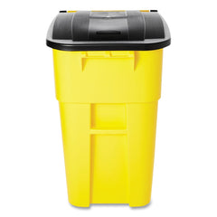 Rubbermaid Commercial 50 Gallon Molded Plastic Square Brute Rollout Container - Yellow