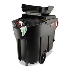 Rubbermaid Commercial Executive Series Mega Brute 120 Gallon Plastic Rectangular Mobile Container - Black