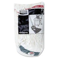 Rubbermaid Commercial Web Foot Shrinkless Looped-End Cotton/Synthetic Wet Mop Heads - Medium, White
