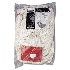 Rubbermaid Commercial Web Foot Shrinkless Large Cotton/Synthetic Wet Mop Head with 5 in. Headband - White (6/Carton)