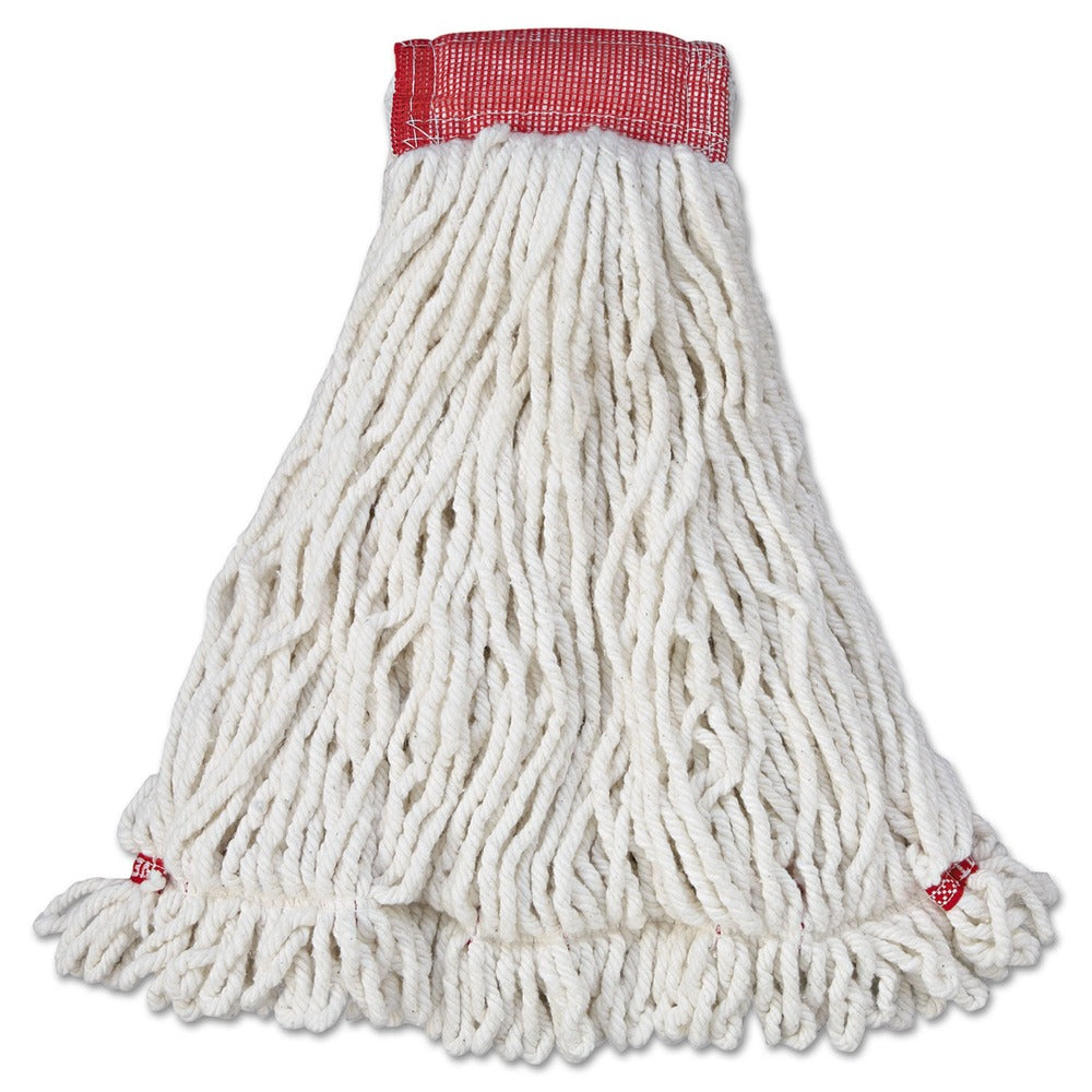 Rubbermaid Commercial Web Foot Shrinkless Large Cotton/Synthetic Wet Mop Head with 5 in. Headband - White (6/Carton)
