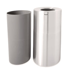 Rubbermaid Commercial 35-Gallon Open Top Round Indoor Receptacle with Liner - Satin Aluminum