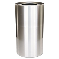 Rubbermaid Commercial 35-Gallon Open Top Round Indoor Receptacle with Liner - Satin Aluminum
