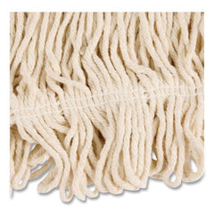 Rubbermaid Commercial 1 in. Headband Super Stitch Cotton Looped End Wet Mop Head - Large, White (6/Carton)