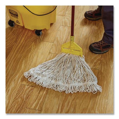 Rubbermaid Commercial 1 in. Headband Super Stitch Cotton Looped End Wet Mop Head - Large, White (6/Carton)