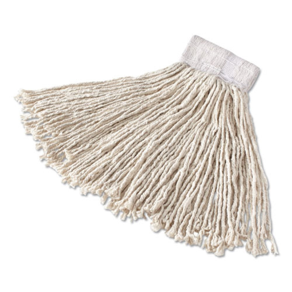Rubbermaid Commercial 1 in. Headband Super Stitch Cotton Looped End Wet Mop Head - Large, White (6/Carton)