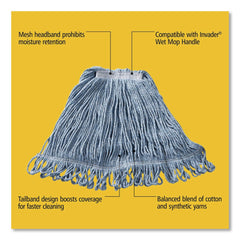 Rubbermaid Commercial Super Stitch Blend Medium Cotton/Synthetic Mop Head - Blue (6/Carton)