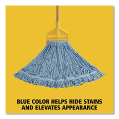 Rubbermaid Commercial Super Stitch Blend Medium Cotton/Synthetic Mop Head - Blue (6/Carton)