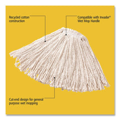 Rubbermaid Commercial 12-Piece 16 oz. Premium Cut-End Cotton Wet Mop Head with 1 in. Orange Band (White)