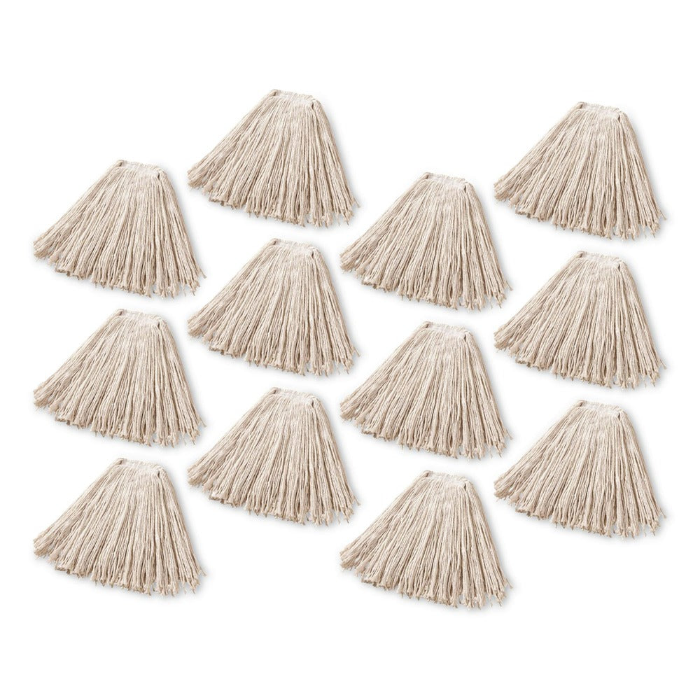 Rubbermaid Commercial 24 oz. 1 in. Band Premium Cut-End Cotton Wet Mop Head - White (12/Carton)