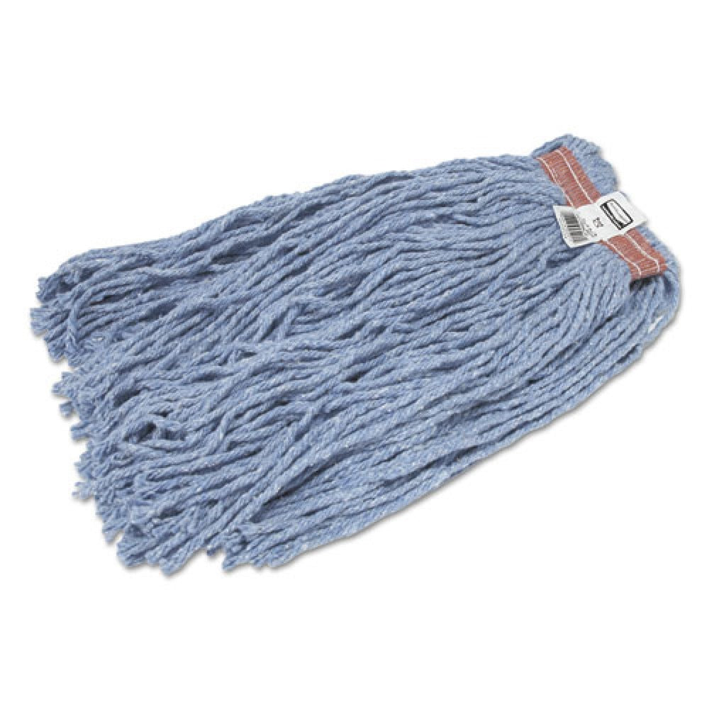 Rubbermaid Commercial 20 oz. 1 in. Headband Cut-End Blend Cotton/Synthetic Mop Head - Blue (12/Carton)