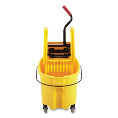 Rubbermaid Commercial FG757788YEL 35 qt. WaveBrake 2.0 Down-Press Plastic Bucket/Wringer Combos - Yellow